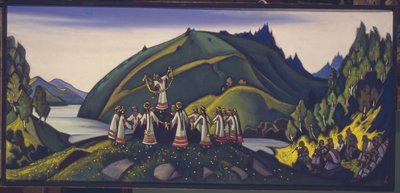 バレエの舞台デザイン春の祭典ル・サクレ・デュ・プランタンI.ストラヴィンスキー作、1945年 作： Nikolai Konstantinowitsch Roerich