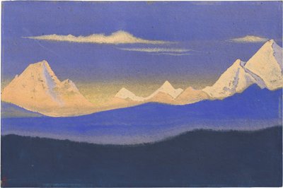 ヒマラヤ・パー・ローリッヒ、ニコラス（1874-1947）。 厚紙にテンペラ、サイズ : 30,5x45,7 作： Nicholas Roerich