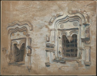 17世紀の家の窓、プスコフ、「ロシアの古い町並みの旅からの研究」、1903年 作： Nicholas Roerich
