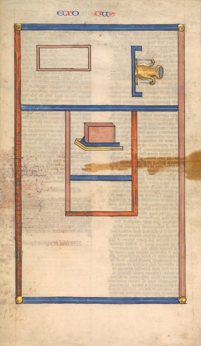 幕屋のフロア プラン、Postilla からの 6 つの図解された葉の 1 つ...、約。 1360-1380。 作： Nicholas of Lyra