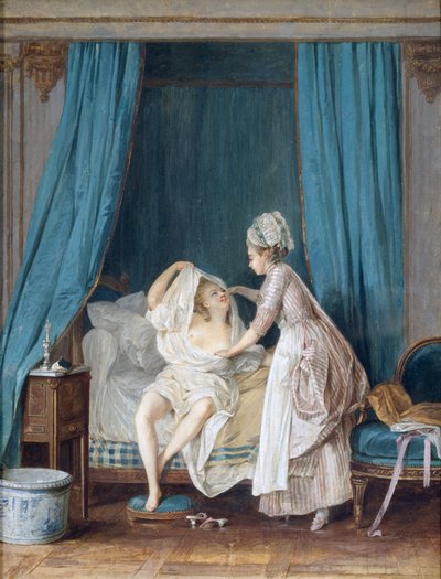 ベッドから出る女性、1776 作： Niclas II Lafrensen