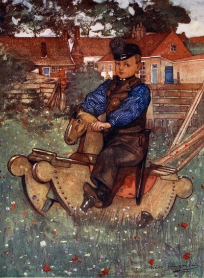 ロッキングホースに乗るヴェールの少年1904 作： Nico Jungman