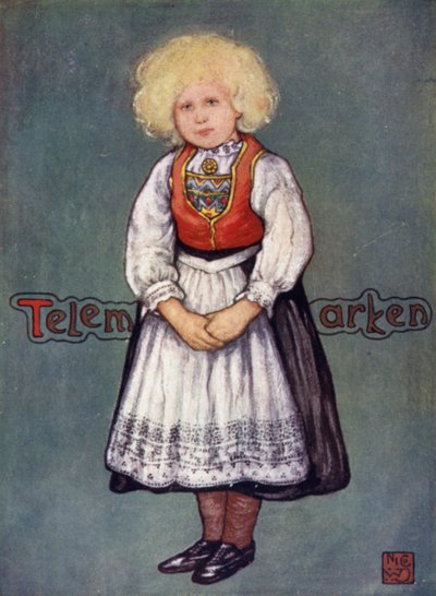 ノルウェーテレマルケンの小娘（カラーリトグラフ 作： Nico Jungman