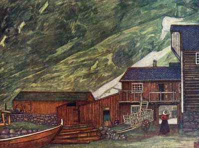 ノルウェー。フィヨルドで、スンダルソーレン（カラーリトグラフ 作： Nico Jungman