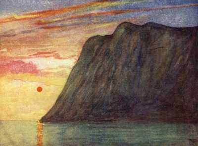 ノルウェーThe Midnight Sun（カラーリトグラフ 作： Nico Jungman