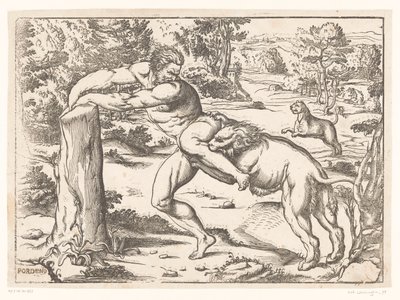 ライオンに襲われるクロトンのミロ 作： Nicolò Boldrini (attributed to)