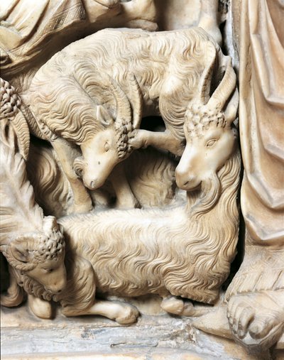 イタリア、トスカーナ州、シエナ大聖堂、ニコラ・ピサーノ作のキリスト降誕シーンのある説教壇 作： Nicola Pisano