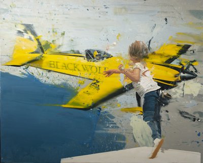 ボールを投げる飛行機、2022年（キャンバスに油彩） 作： Nicola Pucci