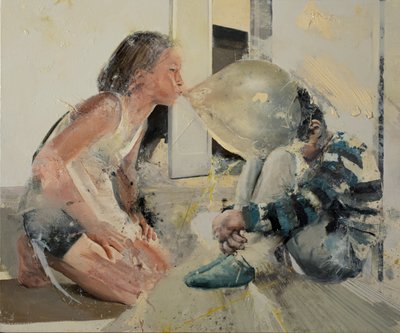 クラウチング・チャイルドII、2022年（キャンバスに油彩） 作： Nicola Pucci