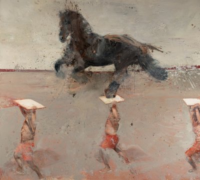 疾走する馬、2021年（キャンバスに油彩） 作： Nicola Pucci