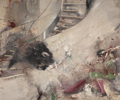 闘牛士と階段牛、2021年（キャンバスに油彩） 作： Nicola Pucci
