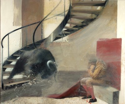 闘牛士と階段牛 I, 2013 （キャンバスに油彩） 作： Nicola Pucci