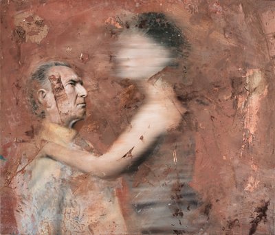 男性と移動する女性、2019年（キャンバスに油彩） 作： Nicola Pucci