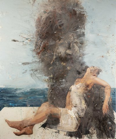 犬を連れた女 II, 2021（キャンバスに油彩） 作： Nicola Pucci