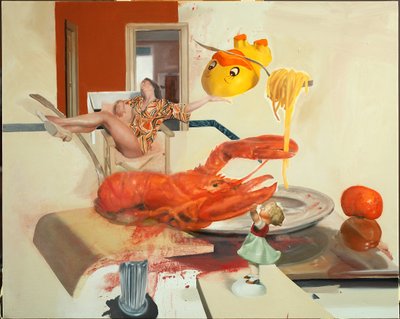 ロブスターを持つ女, 2011 （キャンバスに油彩） 作： Nicola Pucci