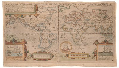 地球を一周したドラエック卿が行った英雄の説話、アントワープ、1590年頃か（手彩色エングレーヴィング） 作： ニコラ・ヴァン・サイプ
