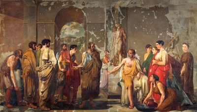 アレクサンダーの贈り物を拒否するアテナイのフォキオン（キャンバスに油彩） 作： Nicola de Laurentiis