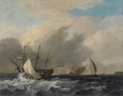 アムステルダムの Y の Westerlaag 沖の海軍の Man-of-War 