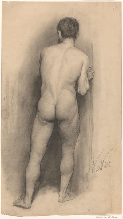 後ろから見た男性ヌード 作： Nicolaas van der Waay (signed by artist)