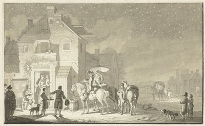 夜の旅館のツアーグループ 作： Nicolaes Aartman