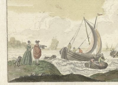 風の強い川の船 作： Nicolaes Aartman