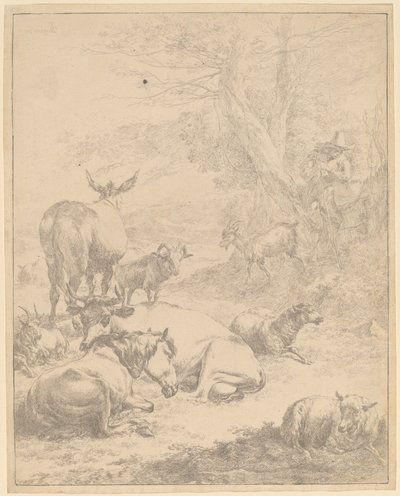 群れを休んでいます。 作： Nicolaes Berchem