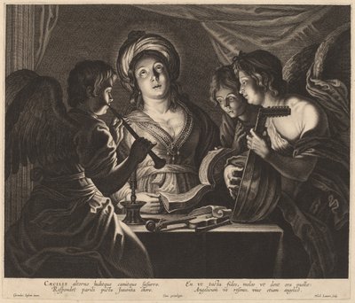 天国の音楽家に伴われた聖セシリア 作： Nicolaes Lauwers after Gerard Seghers