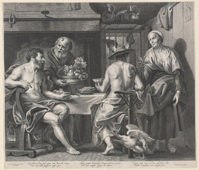 フィレモンとボーシスがもてなす木星と水星 作： Nicolaes Lauwers, after Jacob Jordaens