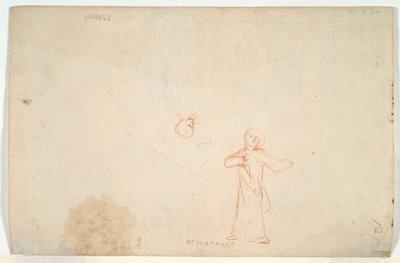 天使を楽しませるアブラハム (直訳); 立っている女性と頭の研究 (裏面) 作： Nicolaes Maes