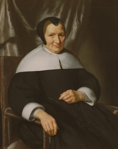 肘掛け椅子に座っている女性の肖像画 作： Nicolaes Maes