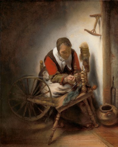 スピナー、壁にぶら下がっているニッディノディ 作： Nicolaes Maes