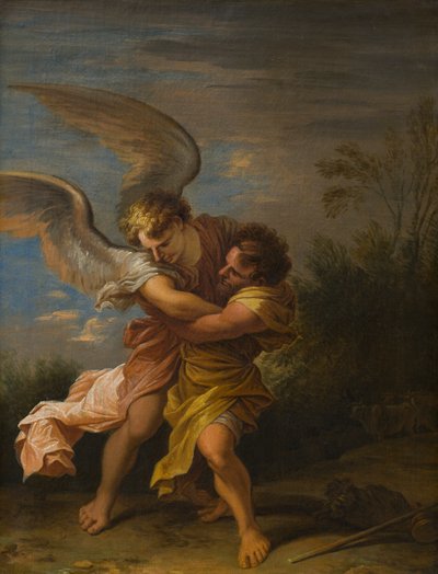天使と格闘するヤコブ、1640〜83年頃（キャンバスに油彩） 作： Nicolaes Pietersz (attr.to) Berchem