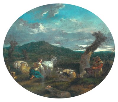 田園風景（パネルに油彩） 作： Nicolaes Pietersz (attr.to) Berchem
