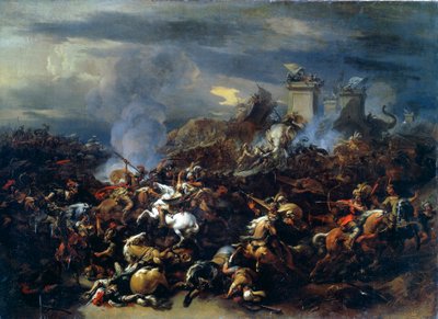 アレクサンドルとポーラスの間の戦い、紀元前326年、17世紀半ばから後半 作： Nicolaes Pietersz. Berchem