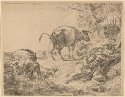牛の放尿 作： Nicolaes Pietersz Berchem