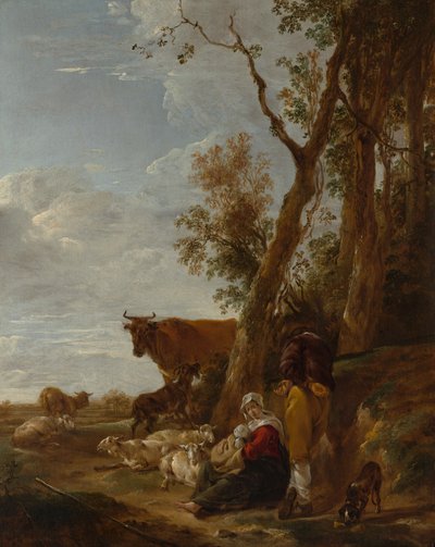 休憩、1644年。 作： Nicolaes Pietersz. Berchem