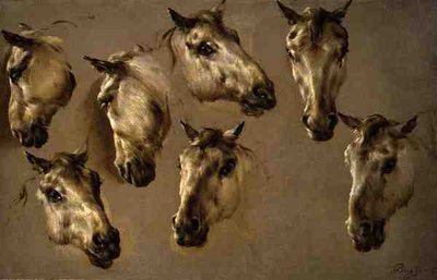 馬の頭のスケッチ（油彩・キャンバス） 作： Nicolaes Pietersz. Berchem