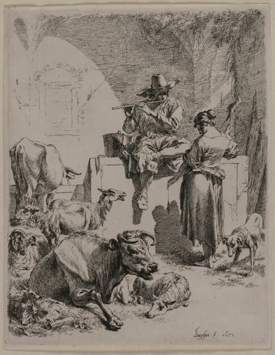 パイピング・シェパード、1652年。 作： Nicolaes Pietersz. Berchem