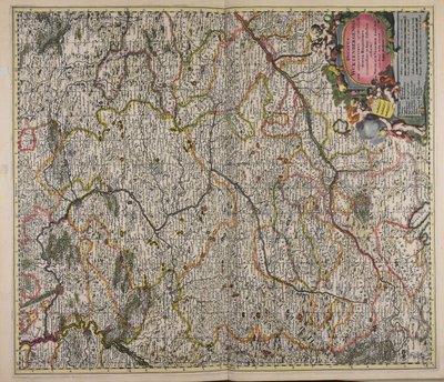 ヴュルテンベルク公爵と隣接するスエヴィア地方の正確な版図。 作： ニコラス・フィッシャー