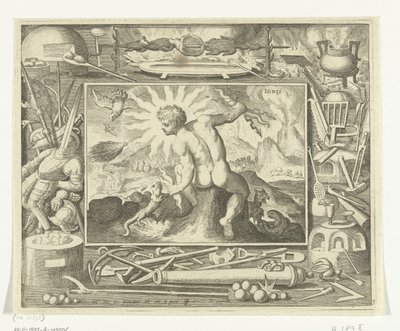 稲妻を持つ若い男としての要素の火 Ignis (オブジェクトのタイトル) The Four Elements (シリーズタイトル) 作： Nicolaes de Bruyn