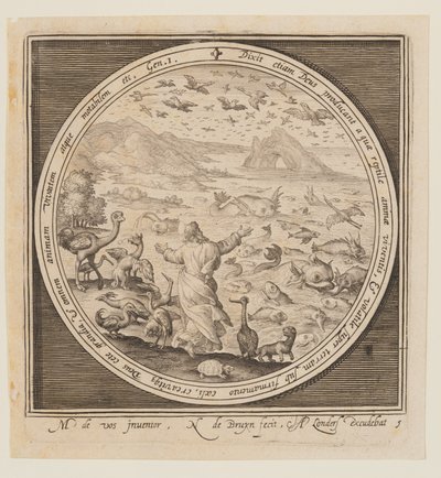 第五日目鳥と魚の創造、天地創造から楽園追放まで 作： Nicolaes de Bruyn