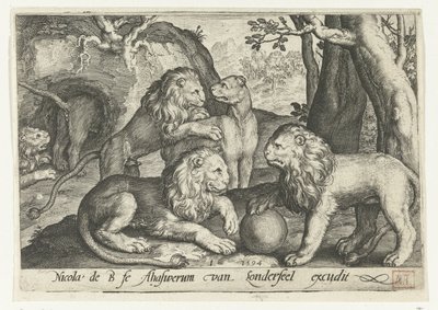 ライオンズ Animalivm qvadrvpedvm (シリーズタイトル) 風景の中の動物（シリーズタイトル） 作： Nicolaes de Bruyn