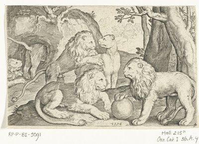 ライオンズ Animalivm qvadrvpedvm (シリーズタイトル) 風景の中の動物（シリーズタイトル） 作： Nicolaes de Bruyn