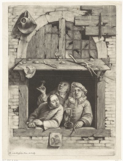 窓際の 3 人の喫煙者 作： Nicolaes van Haeften
