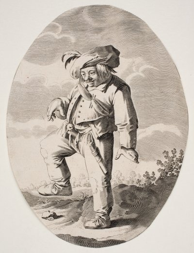 ハエに鳥を乗せて踊る農夫 作： Nicolaes van Lijnhoven