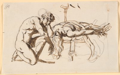 パトロクロスの死を嘆くアキレウス？ 作： Nicolai Abildgaard