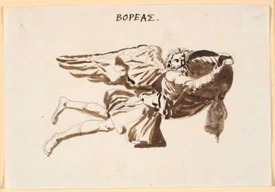 ボレアス。 会話中のパンフィロスとダヴスの風の塔のレリーフ案 作： Nicolai Abildgaard
