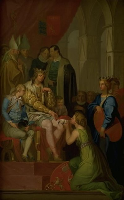 1460年、クリスチャン1世はホルスタイン属州を公国に昇格させた 作： Nicolai Abildgaard