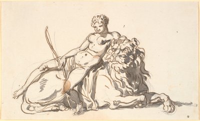 ライオンの上で休むアフリカの黒人女性。 アフリカの寓意 作： Nicolai Abildgaard