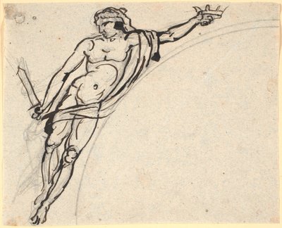右手に王冠を持ってホバリングしている男性の姿 作： Nicolai Abildgaard
